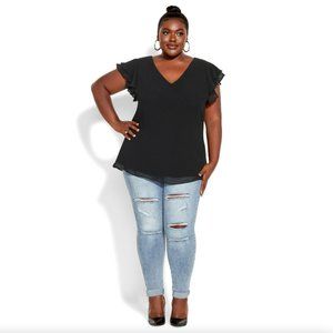 NWT City Chic Top V Gallant Black XXL = 24 = 3X